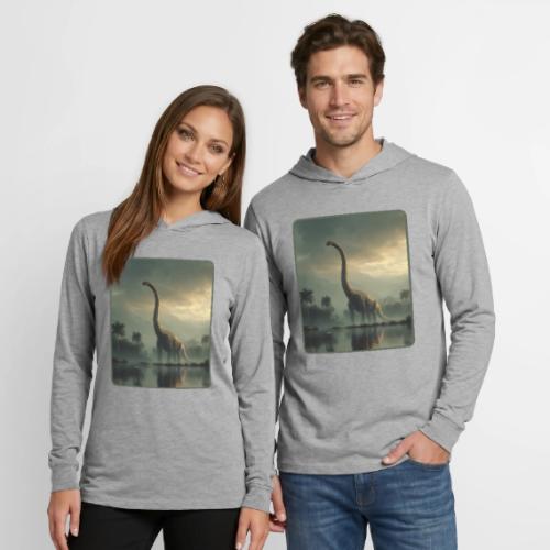 Brachiosaurus Misty Lake Design - Unisex Long Sleeve Hoodie Shirt