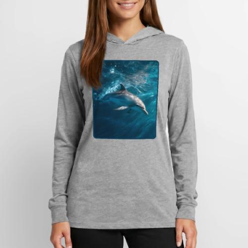 Dolphin Sunlit Ocean Serenity Design - Unisex Long Sleeve Hoodie Shirt