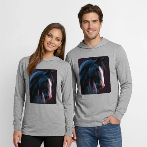 Noble Horse Cinematic Portrait Design - Unisex Long Sleeve Hoodie Shirt