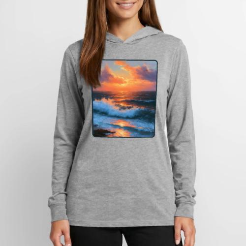 Sunset Storm Waves Oil Painting - Unisex Long Sleeve Hoodie Shirt
