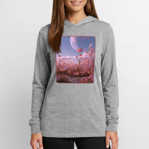 Cosmic Moon & Cosmos Flowers Art - Unisex Long Sleeve Hoodie Shirt
