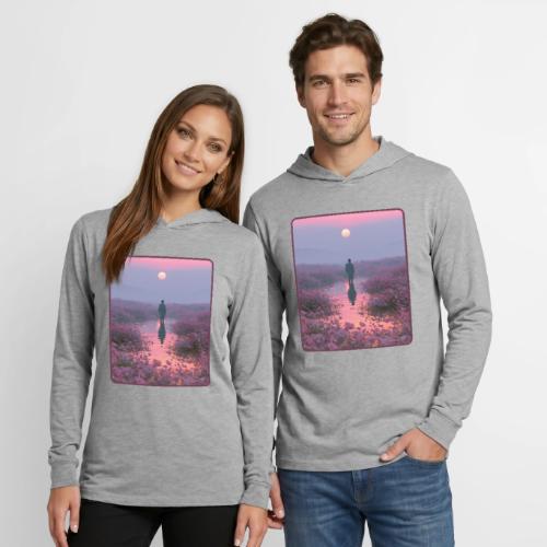 Ethereal Sunset Flower Field Art - Unisex Long Sleeve Hoodie Shirt