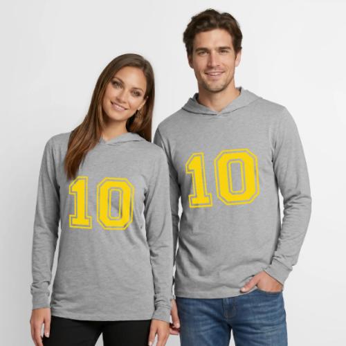 Number 10 in a classic athletic collegiate font - Unisex Long Sleeve Hoodie Shirt