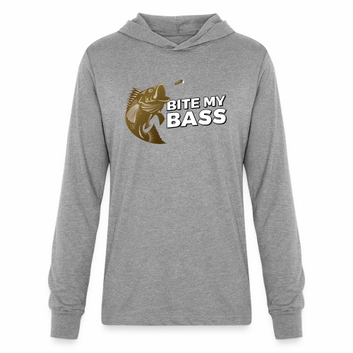 Bass Chasing a Lure with saying Bite My Bass - Unisex Long Sleeve Hoodie Shirt