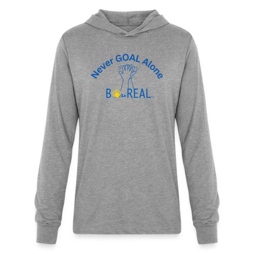 Never GOAL Alone - Grey/Lt Blue - Unisex Long Sleeve Hoodie Shirt