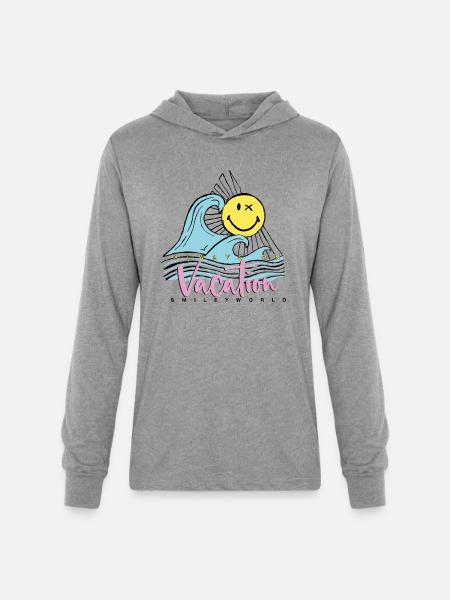 SmileyWorld Always On Vacation - Unisex Long Sleeve Hoodie Shirt - heather grey