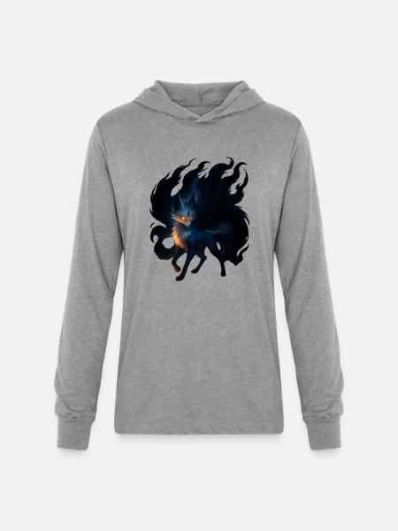 Mystic Night Wolf Illustration - Unisex Long Sleeve Hoodie Shirt - heather grey