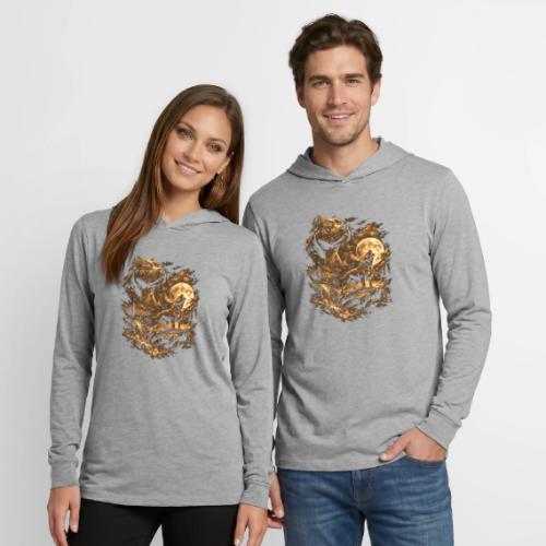 Pit Bull Howling Moon Fantasy Forest Tee - Unisex Long Sleeve Hoodie Shirt