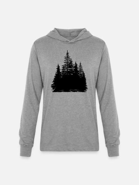 pine trees - Unisex Long Sleeve Hoodie Shirt - heather grey