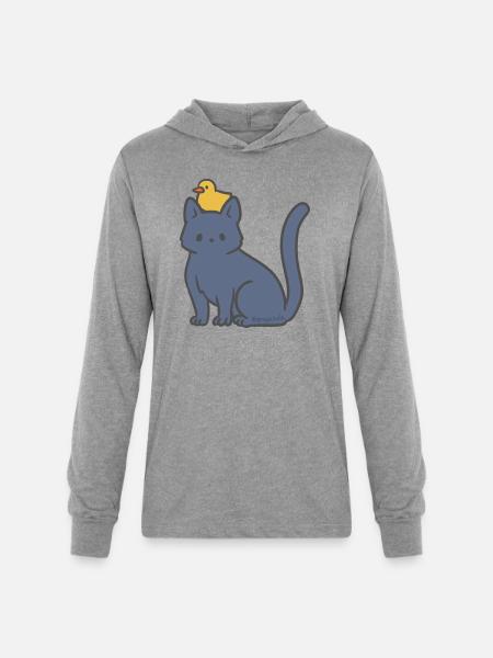 Big Kitty Lil Ducky - Unisex Long Sleeve Hoodie Shirt - heather grey
