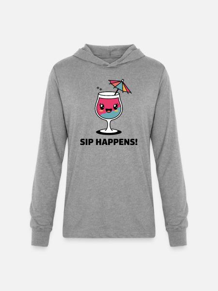 Sip Happens - Unisex Long Sleeve Hoodie Shirt - heather grey