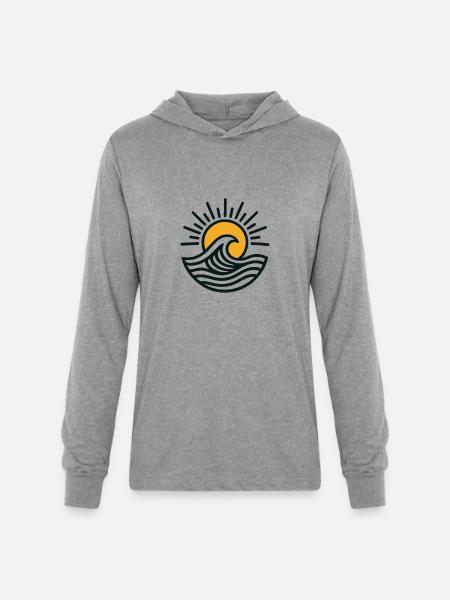 Sunrise Wave Emblem - Unisex Long Sleeve Hoodie Shirt - heather grey