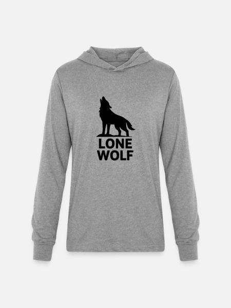 Lone Wolf Howling Silhouette - Unisex Long Sleeve Hoodie Shirt - heather grey
