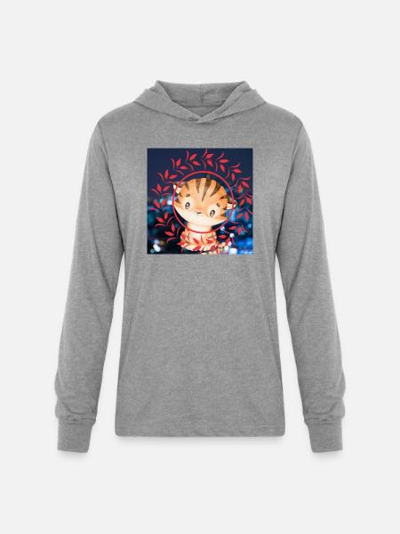 Tiger - Unisex Long Sleeve Hoodie Shirt - heather grey