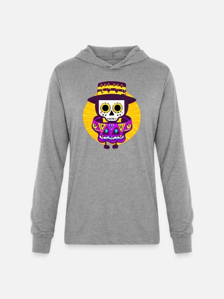 Mexican Skeleton - Unisex Long Sleeve Hoodie Shirt - heather grey