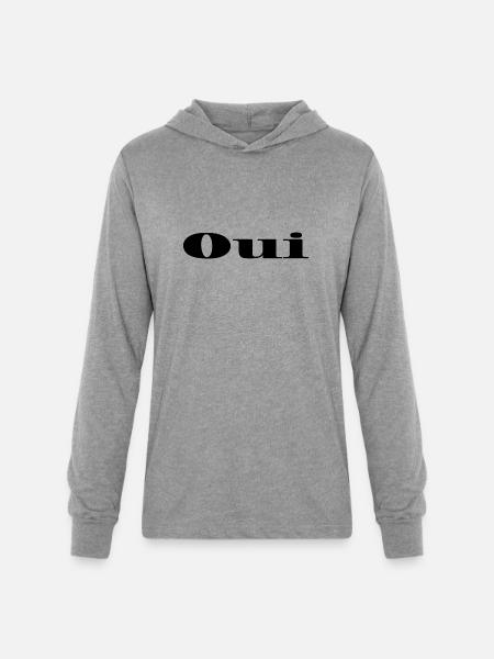 Oui - Unisex Long Sleeve Hoodie Shirt - heather grey
