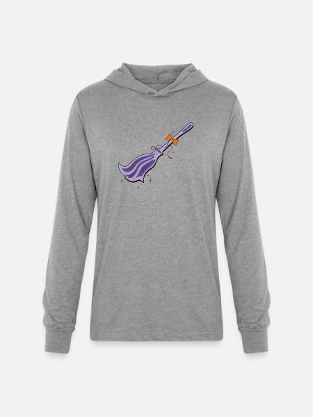 Witchy Broom - Unisex Long Sleeve Hoodie Shirt - heather grey