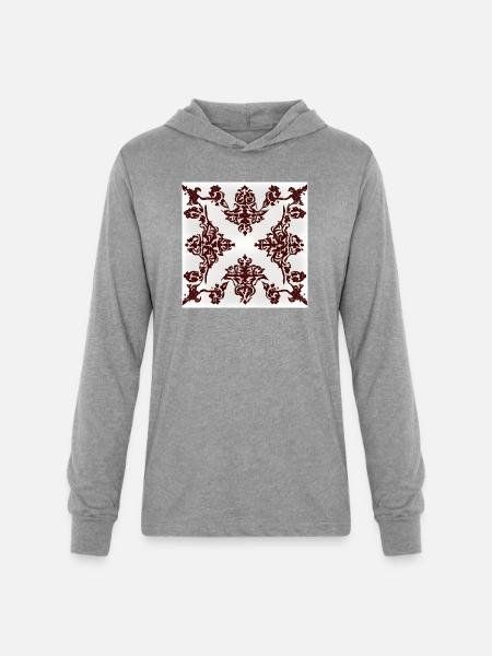 Burgundy ornament - Unisex Long Sleeve Hoodie Shirt - heather grey