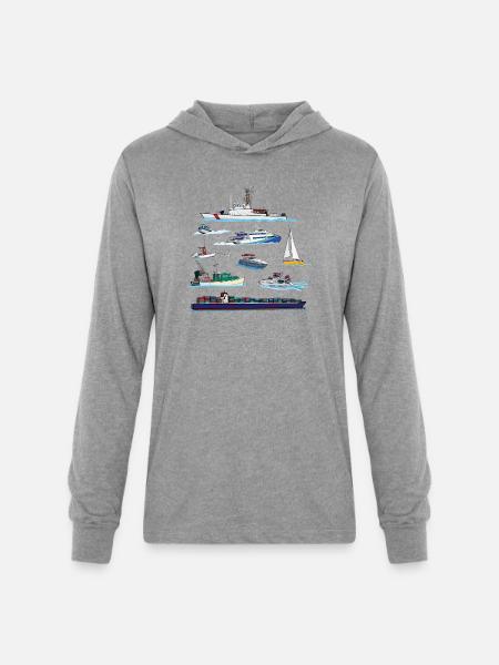 Boats and Ships Illustrations - Unisex Long Sleeve Hoodie Shirt - heather grey