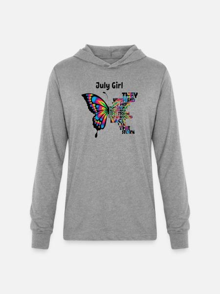 July Butterfly - Unisex Long Sleeve Hoodie Shirt - heather grey