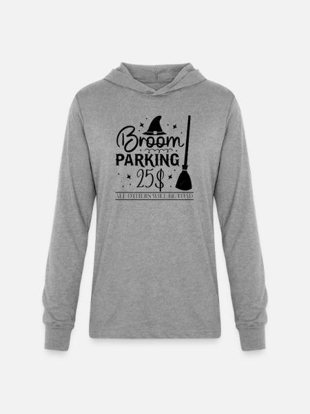 broom prank,broom parking halloween - Unisex Long Sleeve Hoodie Shirt - heather grey