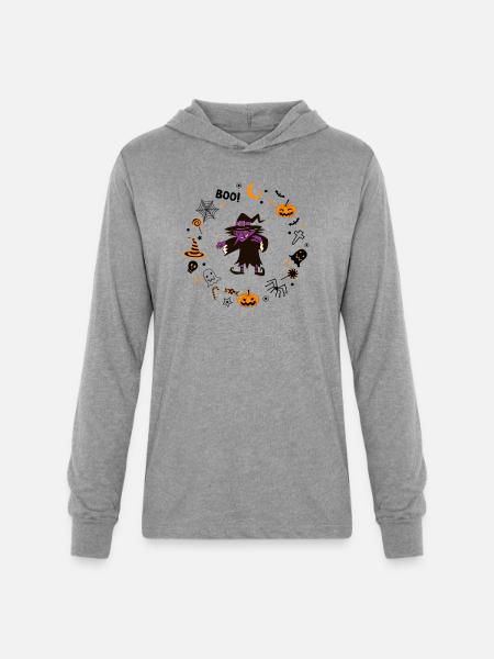 Halloween Witch - Unisex Long Sleeve Hoodie Shirt - heather grey