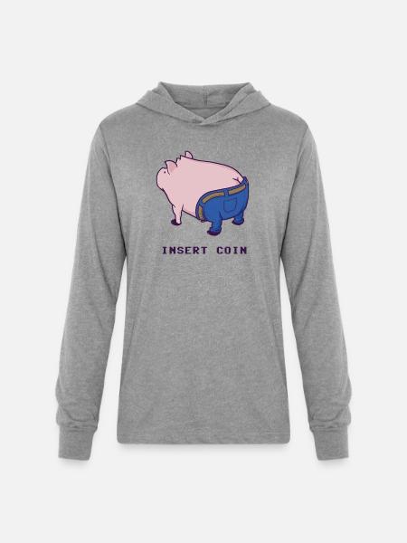 Insert Coin - Unisex Long Sleeve Hoodie Shirt - heather grey
