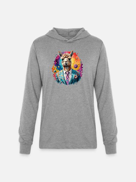 Alpaca in suit - Unisex Long Sleeve Hoodie Shirt - heather grey
