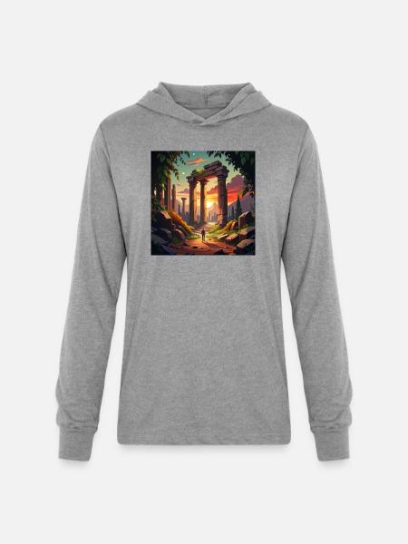 Exploring Ancient Ruins - Unisex Long Sleeve Hoodie Shirt - heather grey