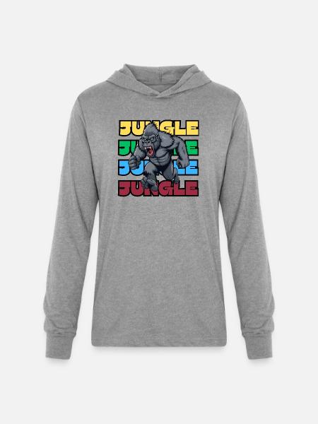 JUNGLE GORILLA - Unisex Long Sleeve Hoodie Shirt - heather grey