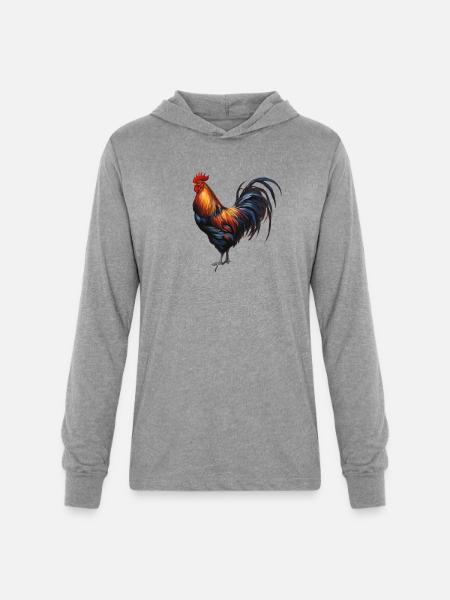 Rooster - "Cluck Commander" - Unisex Long Sleeve Hoodie Shirt - heather grey
