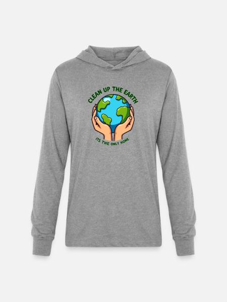 Clean Up the Earth - Unisex Long Sleeve Hoodie Shirt - heather grey