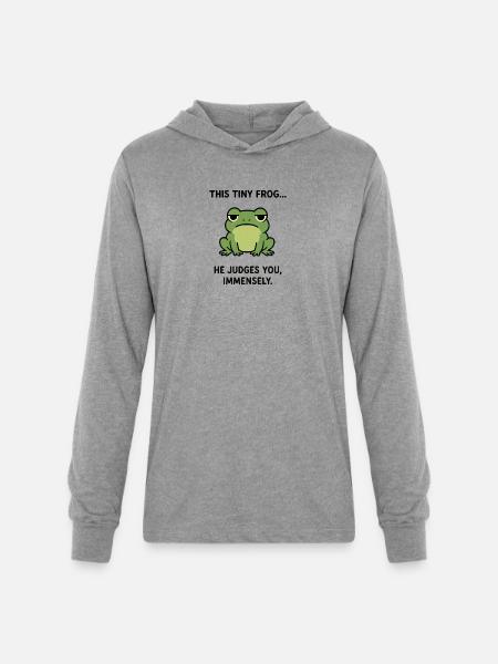 Frog Judges You, Immensely. - Unisex Long Sleeve Hoodie Shirt - heather grey