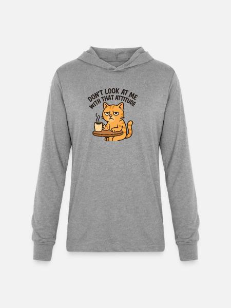 Unimpressed cat - Unisex Long Sleeve Hoodie Shirt - heather grey