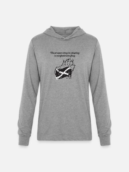 Burn the Confederate Flag - Unisex Long Sleeve Hoodie Shirt - heather grey