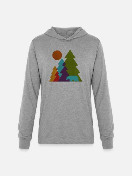 Pine Trees - Unisex Long Sleeve Hoodie Shirt - heather grey