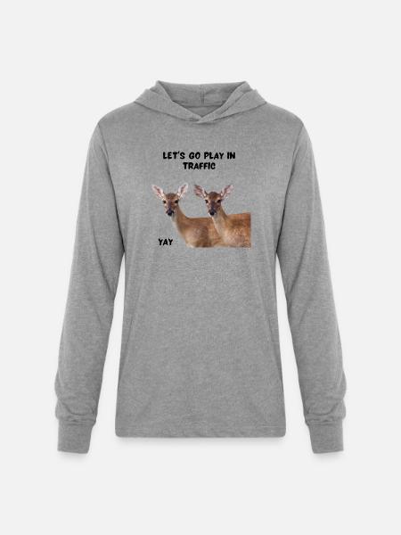 Risky Deer - Unisex Long Sleeve Hoodie Shirt - heather grey
