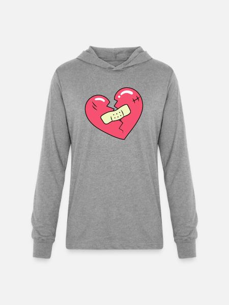 Broken Heart - Unisex Long Sleeve Hoodie Shirt - heather grey