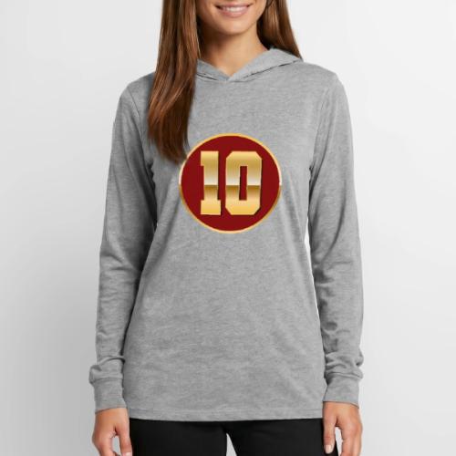 Number 10 in Gold Varsity Font - Unisex Long Sleeve Hoodie Shirt