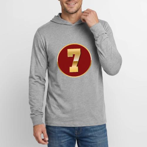 Number 7 in Gold Varsity Font - Unisex Long Sleeve Hoodie Shirt