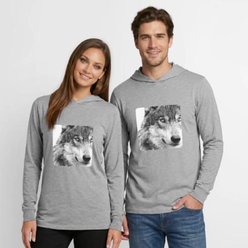 Wolf Face Triptych: Silent Alpha - Unisex Long Sleeve Hoodie Shirt