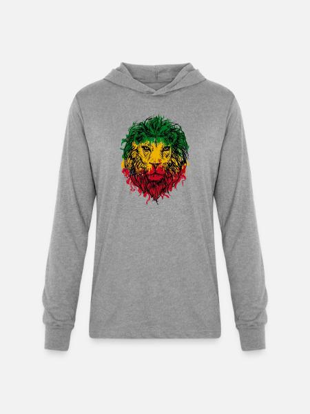 Africa map rasta lion - Unisex Long Sleeve Hoodie Shirt - heather grey