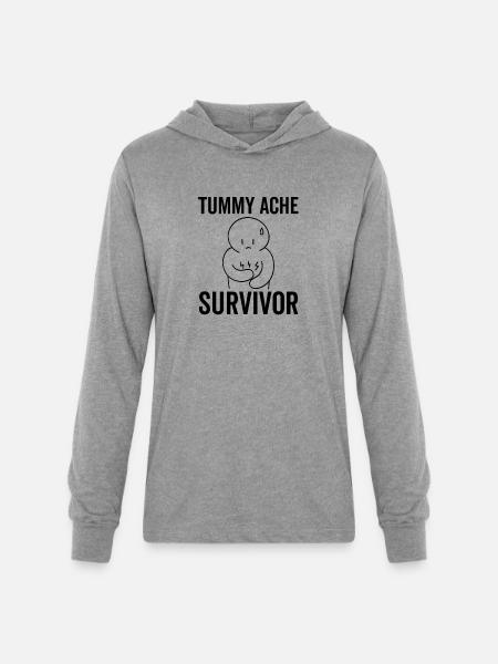 Tummy Ache Survivor - Unisex Long Sleeve Hoodie Shirt - heather grey