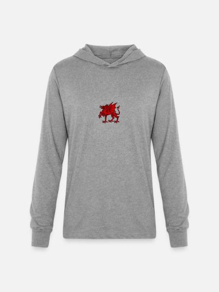 Wales dragon - Unisex Long Sleeve Hoodie Shirt - heather grey