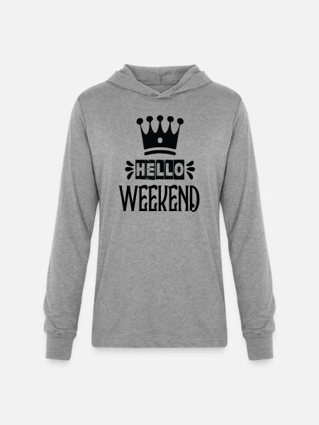 Hello Weekend - Unisex Long Sleeve Hoodie Shirt - heather grey