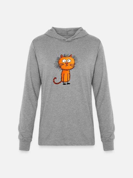 Funny Cat - Unisex Long Sleeve Hoodie Shirt - heather grey