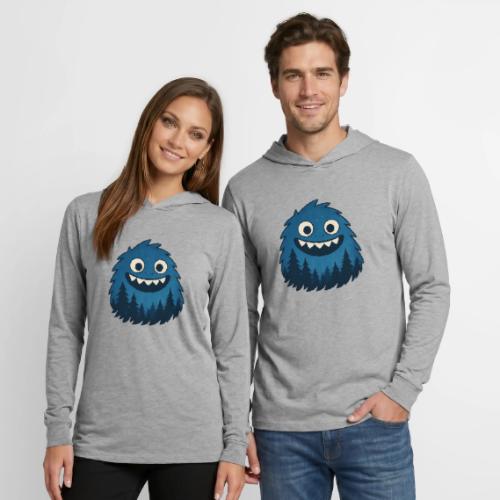 Whimsical Blue Forest Monster – Cute Cartoon Night - Unisex Long Sleeve Hoodie Shirt