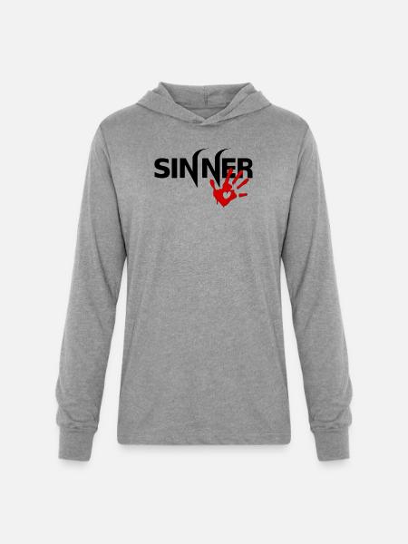 Sinner - Unisex Long Sleeve Hoodie Shirt - heather grey