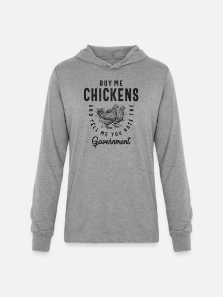 Chickens Government - Unisex Long Sleeve Hoodie Shirt - heather grey