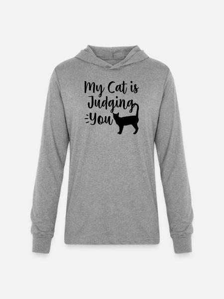 Funny Cat - Unisex Long Sleeve Hoodie Shirt - heather grey